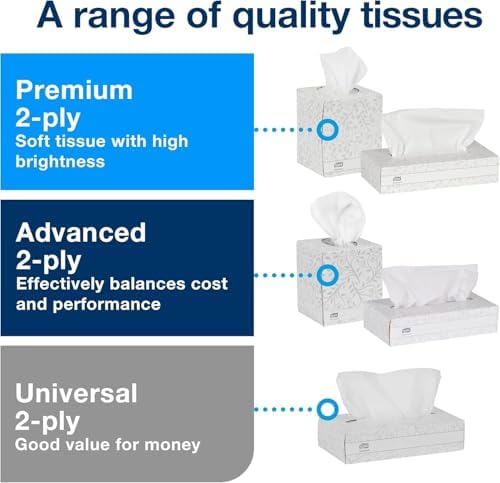 Tork Advanced Facial Tissue White Soft, Gentle 2-Ply, F1 Dispenser Compatible 30 Boxes x 100 Tissues (TF6810)