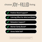 Joy-Filled Mood Support Supplement - 7 Herb Complex + St. Johns Wort | Stress Relief – Helps Calm The Mind & Body | 100% Plant-Based Happy Pills, Ashwagandha, Rhodiola Rosea | Adaptogens, 60 Ct