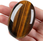 LAIDANLA Tiger's Eye 2.4" Large Palm Stone Healing Crystals Natural Gemstones Calming Effects Energy Balancing Reiki Polished Worry Stone Cleansing Protection Anxiety Stress Relief Therapy 1PC