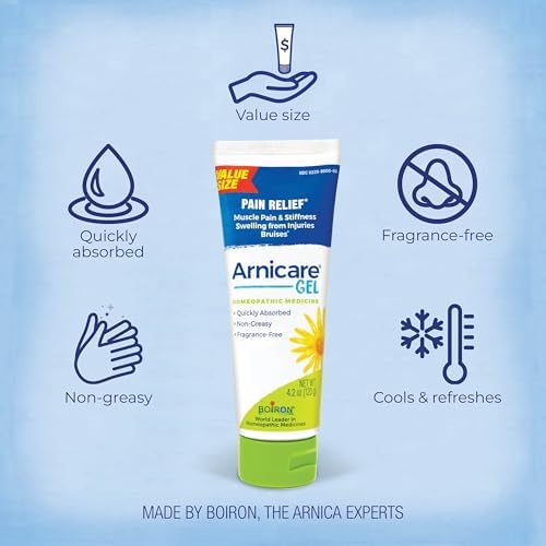 Boiron Arnicare Gel for Relief of Joint Pain, Muscle Pain, Muscle Soreness, and Swelling from Bruises or Injury - Non-greasy and Fragrance-Free - 4.2 oz