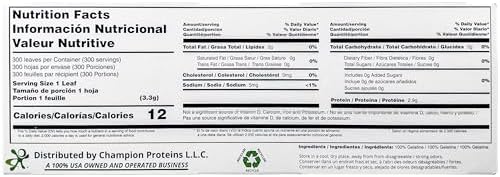 Bronze Leaf Gelatin Sheets, 300 Sheets, 150 Bloom, Champion Leaf Gelatine, 1/KG (2.2/Lbs) [100% USA Owned Family Business]