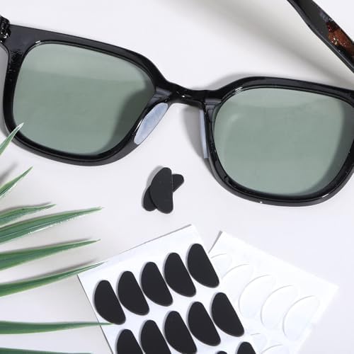 30 Pairs Glasses Nose Grips Non Slip, Soft Adhesive Glasses Anti Slip D-Shaped Silicone Nose Pads for Eyeglasses Sunglasses Reading Glass (Transparent and Black, 1 mm)