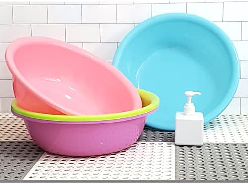 4 Pcs of 12" Round Plastic Wash Basin Dish Bowl Laundry Bowl Cleaning Pail Shampoo Basin & Trays (4 Quart)