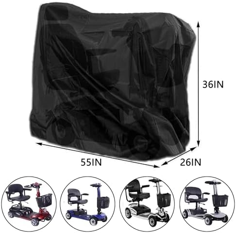 Sqodok Mobility Scooter Storage Cover, 420D Waterproof Wheelchair Cover for Storage, Mobility Scooter Accessories for All-Weather Outdoor Protection Dust Cover, 55" x 26" x 36"