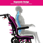 Wheelchairs for Adults Ergonimic Transport Chair Lightweight Foldable with 12-inch Big Wheels for All Terrains Travel Wheelchair with Removable Cushion