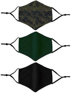 weddingstar 3 Pack Kid's 3-Ply Washable Cloth Face Mask Reusable and Adjustable with Filter Pocket - Camo