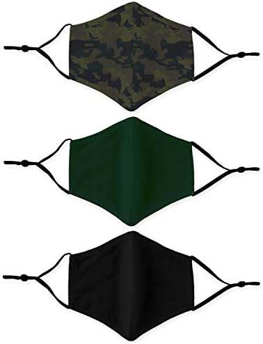 weddingstar 3 Pack Kid's 3-Ply Washable Cloth Face Mask Reusable and Adjustable with Filter Pocket - Camo