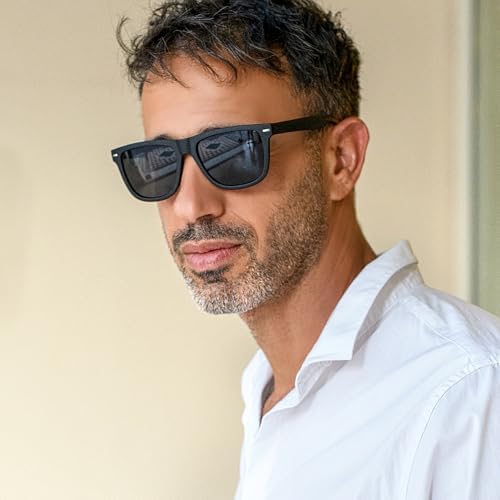 2SeeLife Oversized TR-90 Reading Sunglasses for Men – Medium Fit, Sturdy Frame, Spring Hinges, Premium Sun Readers, Black (Sun Readers), +3.00