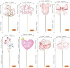 Rsstarxi 40 Pack Baby Cupcake Toppers Oh Baby Shower Decorations - Bow Trojan Horse It's a Girl Cupcake Picks for Welcome Baby Girls Birthday Party Cake Decorations