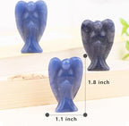 Blue Aventurine Angel Crystal Statue,Hand-Carved Polished Angel Figurines Healing Crystal Decor,Blue Cute Guardian Angel,Home Office Decoration Christmas Meditation Spiritual Gifts for Women