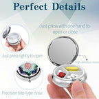 3 Compartment Travel Pill Case, Sealed Portable Pill Container Mini Size Metal Pill Box for Pocket Purse, Three Times a Day Pill Organizer for Children, Woman and Men - Mandala