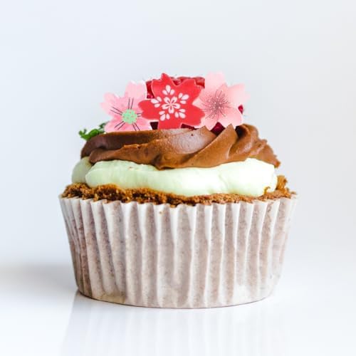 NUOBESTY 440Pcs Edible Flower Cake Topper Wafer Paper Dessert Decoration Rice Paper Decorations for Wedding Birthday Hawaii Party Cupcake