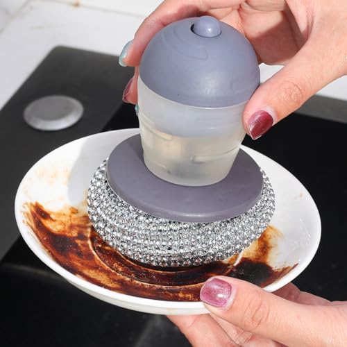 1pcs Household Push-Type Automatic Liquid-refilling Pot Brush Handheld Kitchen Wash Pot Dish Brush Cleaning Accessories Tool (11 * 10 * 8CM)