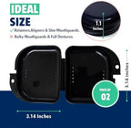 Retainer Case - Pack of 2 - Odorless Mouth Guard Case-Retainer Holder-Ventilated, Durable & Hygienic Guard Case for Carrying and Protecting Braces, Partial Dentures & Aligners-Black-3.14 x 3.14 x 1.1