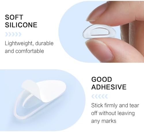 Eyeglass Nose Pads, Anti Slip Nose Pads for Glasses, Soft Comfortable Silicone Cushions for Sunglasses, Reduce Pressure and Prevent Slipping for Glasses (5 Clear Pairs)