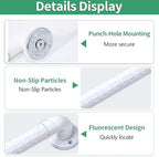 Dntorx 16 Inch Grab Bars for Shower and Bathtubs, 2 Pack Luminous Anti Slip Shower Grab Bars for Seniors Handle Elderly Bed, Toilet, Wall(White)