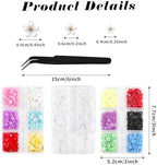 FOIMAS 3D Flower Nail Charms,3 Boxes Flower Acrylic Nail Art Rhinestones with Gold Silver Pearl Beads Tweezer for DIY Nail Art Decoration Supply