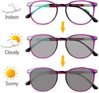 Sunglasses Progressive Multifocal Reading Glasses Photochromic Oval Spring Hinge Reader for Men Women (Color : Purple, Size : 2.5X)