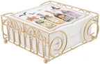Boston International Napkin Caddy Metal Cocktail Napkin Holder, Holds 5" x 5" Napkins, Garden Gate- Antique Brass