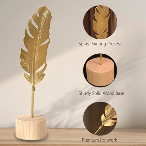 Two-Piece Luxury Nordic Metal Leaf Sculptures – Elegant Gold Ginkgo & Palm Leaf Art Décor, Modern Minimalist Metal Craft for Living Room, Entryway, Wine Cabinet, Home & Office Decoration