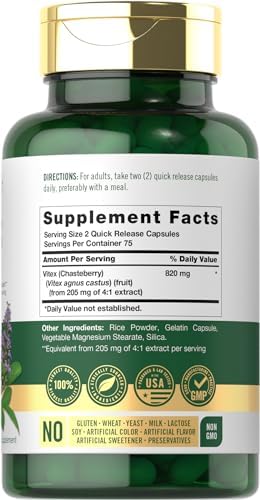 Carlyle Vitex Chasteberry Supplement | 150 Capsules | Vitex Agnus-Castus Fruit for Women | Non-GMO, Gluten Free