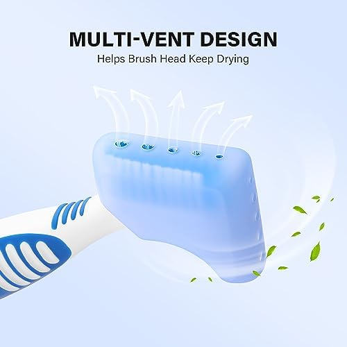Anbbas Dual Bristle Heads Denture Brush with Cover Case Dental Cleaning Brush Set for Denture Care False Teeth Cleaner Tool(Pack of 2)