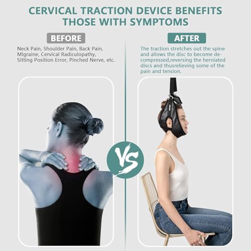 Neck Stretcher Cervical Traction Device for Home Use - Over The Door Cervical Neck Traction Device for Decompression Home Physical Therapy, Portable Neck Traction Device for Neck Pain