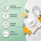 Pure Vitamin C Powder – 100g Supplement for Immune & Antioxidant Support – USA Made, Non-GMO & Gluten Free – 1g Ascorbic Acid Powder Per Serving