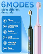 Aneebart Sonic 2 Pack Electric Toothbrush for Adults and Kids, Travel Toothbrush Includes 12 Replacement Toothbrush Heads, 6 Modes with 2 MIN Smart Timer (Purple, Green)