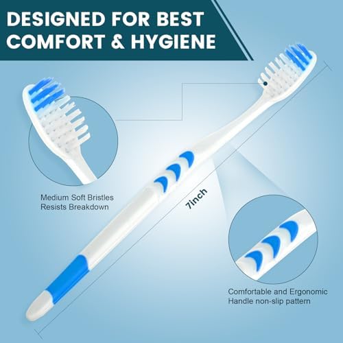 Navona 300 PCS Premium Toothbrushes Bulk, Individually Wrapped Toothbrushes, Disposable Toothbrush, Medium Soft Bristle Bulk Toothbrushe for Travel Hotel Donation, Ergonomics Handle