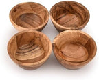 Salad Bowl Acacia Wood Set of 4 Individual Wood Serving Bowls for Salad, Fruit, Snacks, Nuts for Kitchen or Dining Table (Set of 4) (3.5" X 3. 5" X 2")