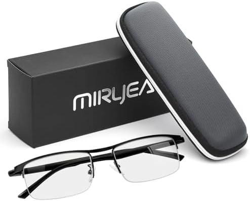 MIRYEA Progressive Multifocus Computer Reading Glasses Blue Light Blocking Multifocal Readers for Men and Women Multi Focus Eyeglasses Eyewear Anti Glare Light Weight TR90 Semi-rimless Frame