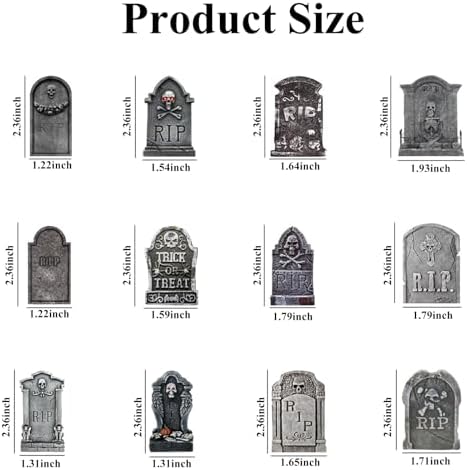 48 Halloween Cupcake Tombstones, Wooden Pile Veneer Cake Decorations Large and Strange Cemetery Designs, Ghost Skeletons, Halloween Party Props for Outdoor Decoration in Haunted Houses