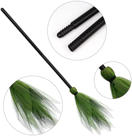 3 Pcs Halloween Witch Broom Plastic Witch Broomstick Broom Cosplay Props for Halloween Costume Haunted House Decoration, Masquerade Show Dress Up Party Supplies (Green, Purple, Orange)