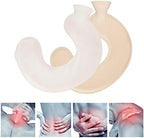 1L Rubber Hot and Cold Water Bottle U Shaped Hot Water Bag with Soft Cover Soft Water Neck Shoulder Hot Water Bottle (Beige Pure Color)
