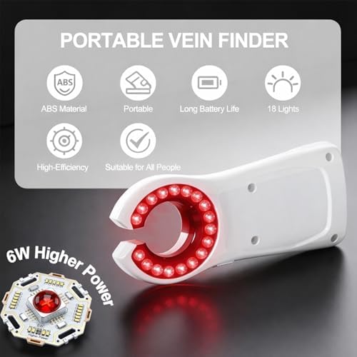 Rechargeable Vein Finder, Vein Finder for iv Access for Universal Skin Compatibility, Suitable for Nurses,Clinics & Home Use Vein Locator Device-White