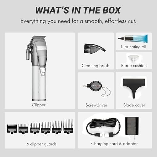 BaBylissPRO FX+ Professional Barber Cord/Cordless Hair Clippers for Men, All Metal, Lithium Battery with 3-Hour Runtime
