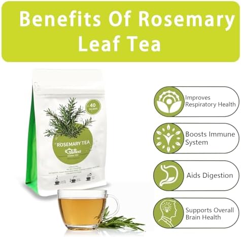 Samcci - Rosemary Tea, 40 Teabags, 1.5g/bag - Pure Dried Rosemary Leaves Tea Bags- Cultivated From Egypt - Non-GMO - Caffeine-free - Support Respiratory Health & Support Hair Growth