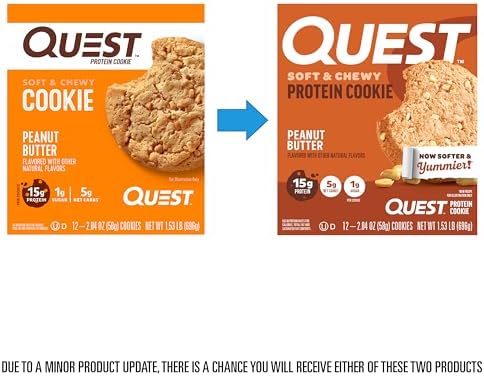 Quest Nutrition Peanut Butter Protein Cookie, 15g Protein, 1g Sugar, 5g Net Carbs, Keto Friendly, High Protein, Low Carb, 12 Count