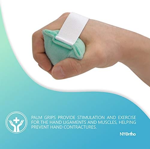 NYOrtho Hand Contracture Cushion 5" x 2.5" - 1-Pack Palm Grip for Stroke Recovery & Orthopedic Support - Latex-Free, Odor-Control, Sweat-Resistant, Machine Washable Palm Protector with Elastic Strap