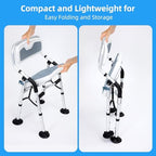Shower Chair for Inside Shower,Foldable Shower Chair for Elderly and Disabled, Adjustable Height Chairs with Padded Arms and Back for Bathroom,Compact and Comfortable，Regular Standard