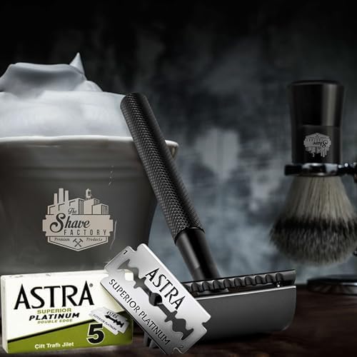 The Shave Factory Premium Shaving Set - Astra Platinum Double Edge Safety Razor Blades (300)