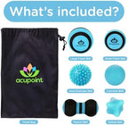 Acupoint Massage Ball Therapy Set for Muscle Knots and Post-Workout - Physical Therapy Balls, Trigger Point & Yoga Therapy, Massage Ball for Feet - 6-Piece Set (Blue)