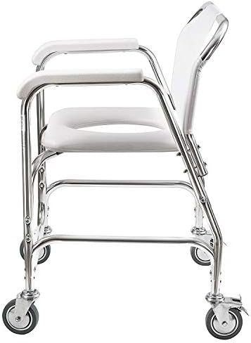 DMI Rolling Shower Chair, Commode, Transport Chair, FSA Eligible, Rolling Bathroom Wheelchair for Handicap, Elderly, Injured or Disabled, 250 Lb. Weight Capacity, Aluminum Frame, White