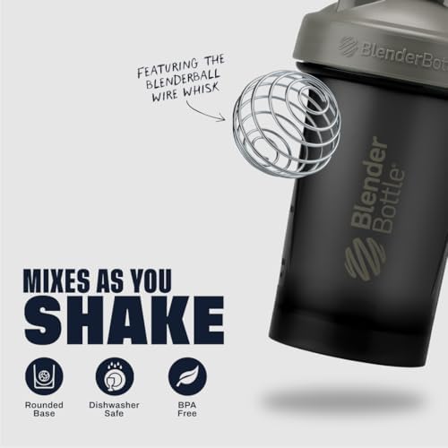 BlenderBottle Classic V2 Shaker Bottle Perfect for Protein Shakes and Pre Workout, 28-Ounce, Grey/Black, Black Shadow