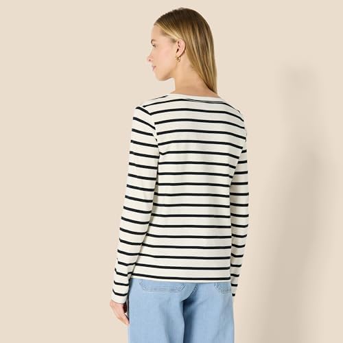 Amazon Essentials Women's 100% Cotton Regular-Fit Long-Sleeve V-Neck T-Shirt