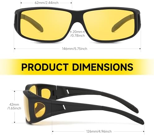 Night Vision Glasses for Men, Drive Bright Anti-glare Polarized Night Driving Glasses for Women Men, Gray Gray Lens