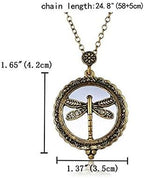 AKOAK 5X Portable Vintage Magnifying Glass Pendant Necklace for Library,Reading Fine Print,Zooming,Increase Vision,Jewelry and Gift (Dragonfly)