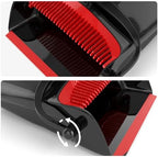 Broom with Dustpan Combo Set 54" Long Handle Adjustable Length Stainless Steel Broomstick Standing Dust Pan and Broom Set for Office Home Kitchen Lobby Floor Cleaning (Red and Black)