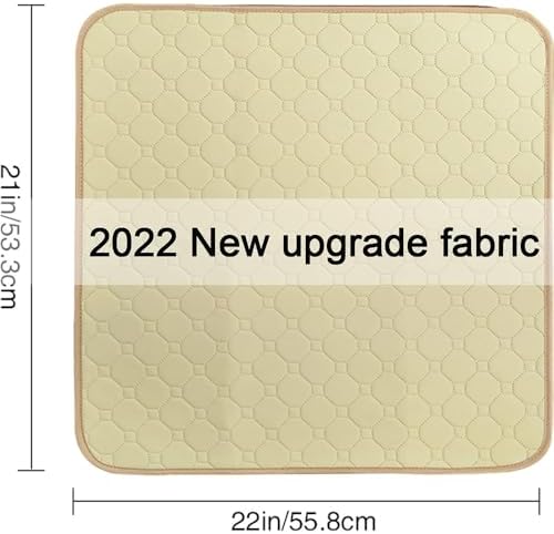 Non-Slip Absorbent Washable Incontinence Pad underpad Seat 4-Layer Design Chair Absorbent Pads Protection - for Seniors, Adult, Children, or Pet Underpad Protection - Set of 2 (Beige, 21" L x 22" W)